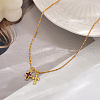 Brass Cubic Zirconia Double Cross Pendant Necklaces for Women Vacation WS8351-2-1