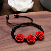 Rose Adjustable Cinnabar Braided Bead Bracelets WG3AA70-14-1