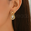 Brass Clear Cubic Zirconia Butterfly with Teardrop Dangle Stud Earrings EE7763-2