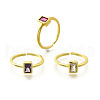 Mother's Day Rings 3Pcs 3 Colors Brass Micro Pave Cubic Zirconia Cuff Rings for Women RJEW-S399-06G-4