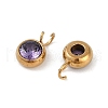 Ion Plating(IP) 304 Stainless Steel Micro Pave Cubic Zirconia Charms X-STAS-Z094-02G-04-2