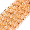 Faceted Electroplated Transparent Glass Beads Strands GLAA-G092-A01-1
