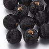 Wood Beads Covered with Polyester Cord Wire X-WOVE-S117-18mm-01-2