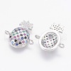 Brass Micro Pave Cubic Zirconia Links ZIRC-G111-07P-2
