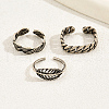 Vintage Leaf Copper Adjustable Cuff Open Toe Rings Sets for Women NZ6509-4
