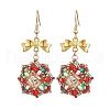 Christmas Theme Flower Glass Seed Beaded Dangle Earrings for Women EJEW-MZ00205-1