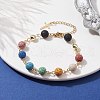 Dyed Natural Lava Rock Round Beaded Bracelet BJEW-JB10005-2