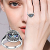 Flat Round with Tree of Life Pattern Brass with Natural Shell Finger Rings FS-WG27692-03-3