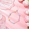 3Pcs 3 Colors Dyed Natural Selenite & Rainbow Fluorite & Rose Quartz & Glass Seed Round Beaded Phone Hand Strap Chains HJEW-JM03363-4