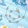 Plum Blossom Glass Links Necklace and Bracelet Sets SJEW-JS01293-01-2