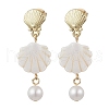 Shell Shape Alloy Dangle Stud Earrings EJEW-TA00642-2