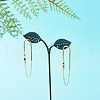 Chain Tassel with Glass Seed Beads Dangle Stud Earrings for Girl Women EJEW-TA00014-2