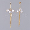 Eco-Friendly Glass Pearl Dangle Stud Earrings EJEW-JE03813-03-3