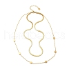 304 Stainless Steel Square Double Layered Necklaces for Women NJEW-U031-06G-5
