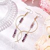 Column Natural Amethyst Dangle Earrings EJEW-JE06335-04-1