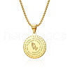 Stainless Steel Round Pendant Necklace Praying Hands Coin Jewelry Accessory IE6577-1-1