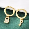 Lock & Key 925 Sterling Silver Micro Pave Clear Cubic Zirconia Hoop Earrings for Women EJEW-G427-01G-03-1