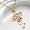 304 Stainless Steel Hot Pearl Enamel Constellation Planet Pendant Necklaces NJEW-D310-01G-G-4