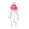 Glass Seed Beaded Jellyfish Pendants PALLOY-MZ00660-05-1
