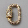Brass Micro Pave Clear Cubic Zirconia Screw Carabiner Lock Charms DIY-WH0064-18G-1