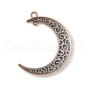 Tibetan Style Alloy Hollow Moon  2-Loop Link Pendants TIBEP-5312-R-FF-2