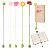 CRASPIRE 5Pcs 5 Styles Woolen Yarn Crochet Plant Bookmarks AJEW-CP0007-95A-1