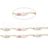 Brass Glass Bead Link Chains with ABS Imitation Pearl Beads CHS-P016-39G-08-2