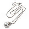 Natural Pearl Round Pendant Necklace with 304 Stainless Steel Ball Chains NJEW-K255-01P-1