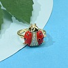 Brass Micro Pave Clear Cubic Zirconia Open Cuff Rings RJEW-R024-01G-1