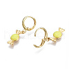 Brass Enamel Huggie Hoop Earrings EJEW-T014-19G-07-NF-3