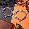 2Pcs 10mm Round Blue Cat Eye & Pink Cat Eye & Faceted Glass Beaded Stretch Bracelet Sets for Lover BJEW-JB10325-01-2
