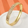 Brass Micro Pave Clear Cubic Zirconia Hinged Bangles for Women BJEW-K274-11G-1
