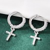 S925 Sterling Silver Micro Pave Clear Cubic Zirconia Hoop Earrings for Women EJEW-G427-01P-02-1