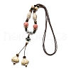 Ethnic Style Alloy & Porcelain Ceramic Beads Pendant Tassel Y Necklaces NJEW-D308-03A-2