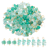 60Pcs 3 Styles Natural Green Aventurine Nuggets Connector Charms PALLOY-HS00001-1