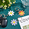 HOBBIESAY 6Pcs 3 Colors Daisy Alloy Enamel Pendant Keychain KEYC-HY0001-18-5