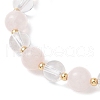 Natural Quartz Crystal & Rose Quartz Round Beaded Stretch Bracelets BJEW-JB11935-02-4