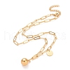304 Stainless Steel Round Ball & Flat Round Pendant Necklace for Women NJEW-G018-12G-2