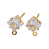 Brass Micro Pave Cubic Zirconia Stud Earring Findings KK-F898-14B-G-1