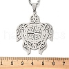 304 Stainless Steel Hollow Cut Compass Turtle Pendant Necklaces NJEW-H065-04P-3