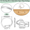 Anti-Tarnish Beebeecraft 1Pc Leaf Shape Rhodium Plated 925 Sterling Silver Open Cuff Ring Components STER-BBC0006-28-2