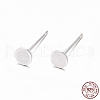 925 Sterling Silver Flat Pad  Stud Earring Findings STER-K167-045C-S-9