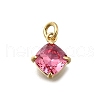 Rhombus Brass with Glass Charms KK-G525-02G-02-1