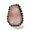 Natural Rose Quartz Open Cuff Ring RJEW-M166-03R-E-2