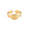 Ion Plating(IP) 304 Stainless Steel Open Cuff Finger Ring Cabochon Settings STAS-S119-161G-1