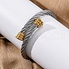 304 Stainless Steel Torque Bangles for Women BJEW-P310-18GP-3
