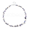 Natural Amethyst & Lapis Lazuli Chips & Shell Pearl Beaded Necklace for Women NJEW-TA00127-4