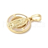 Brass Pave Natural White Shell Pendants KK-S522-06B-G-2