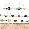Brass Glass Teardrop Link Chains CHC-R001-04G-02-2