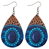 Imitation Leather Teardrop with Leopard Print Dangle Earrings BOHO-PW0001-004B-1